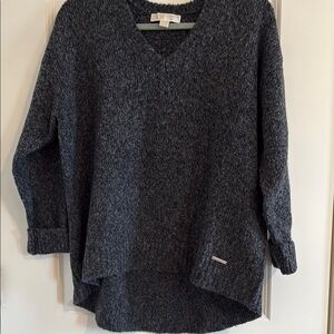 MICHAEL Michael Kors Gray V-Neck Sweater with Chunky Knit